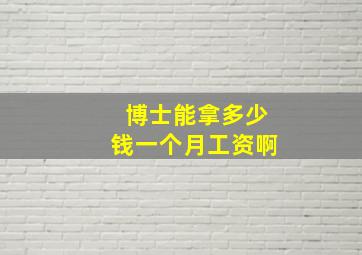 博士能拿多少钱一个月工资啊