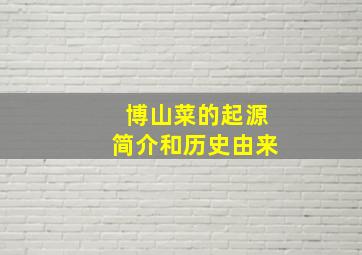 博山菜的起源简介和历史由来