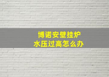 博诺安壁挂炉水压过高怎么办