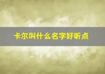 卡尔叫什么名字好听点