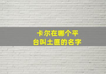 卡尔在哪个平台叫土匪的名字