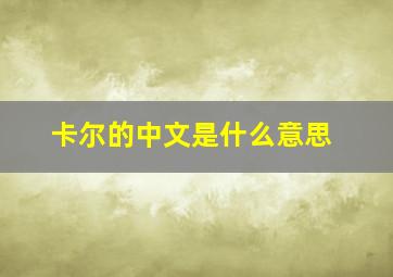 卡尔的中文是什么意思