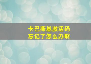 卡巴斯基激活码忘记了怎么办啊