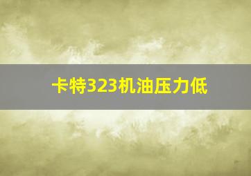 卡特323机油压力低