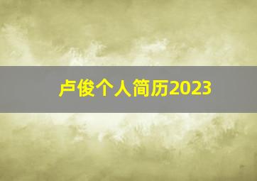 卢俊个人简历2023