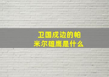 卫国戍边的帕米尔雄鹰是什么