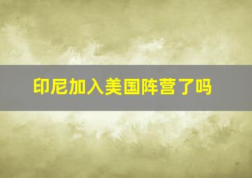 印尼加入美国阵营了吗