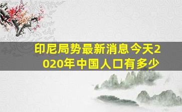 印尼局势最新消息今天2020年中国人口有多少