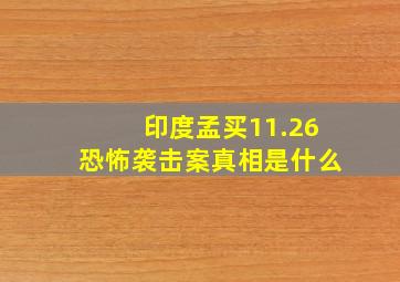 印度孟买11.26恐怖袭击案真相是什么