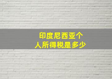 印度尼西亚个人所得税是多少