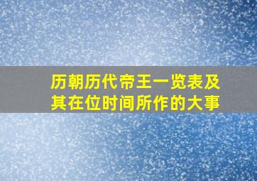 历朝历代帝王一览表及其在位时间所作的大事