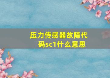 压力传感器故障代码sc1什么意思