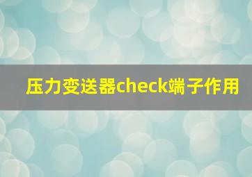 压力变送器check端子作用