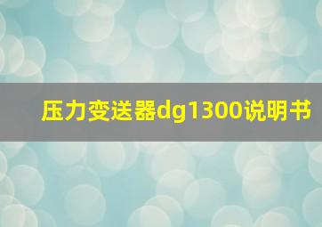 压力变送器dg1300说明书