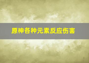 原神各种元素反应伤害