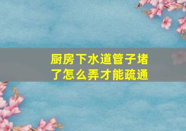 厨房下水道管子堵了怎么弄才能疏通