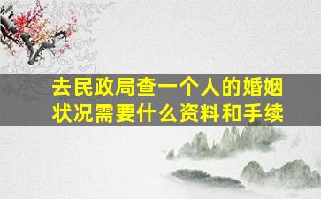 去民政局查一个人的婚姻状况需要什么资料和手续