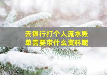 去银行打个人流水账单需要带什么资料呢