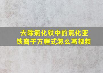 去除氯化铁中的氯化亚铁离子方程式怎么写视频