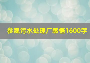 参观污水处理厂感悟1600字