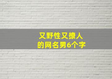 又野性又撩人的网名男6个字