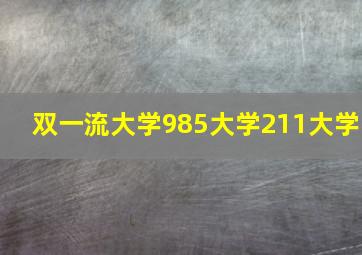 双一流大学985大学211大学