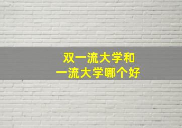 双一流大学和一流大学哪个好