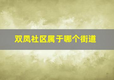 双凤社区属于哪个街道