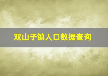 双山子镇人口数据查询