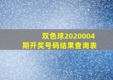 双色球2020004期开奖号码结果查询表