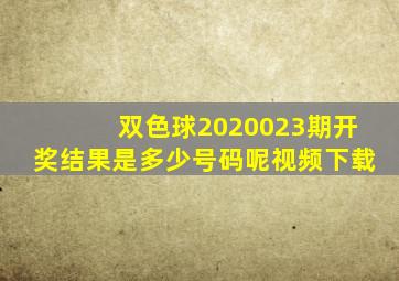 双色球2020023期开奖结果是多少号码呢视频下载