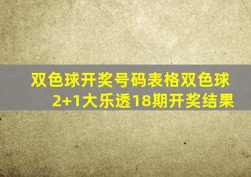 双色球开奖号码表格双色球2+1大乐透18期开奖结果