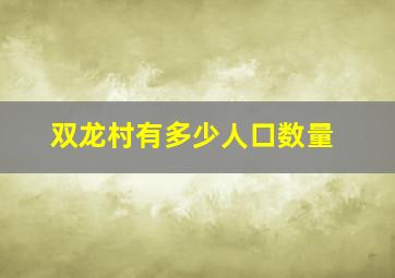 双龙村有多少人口数量