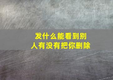 发什么能看到别人有没有把你删除