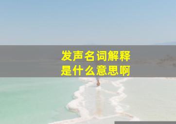 发声名词解释是什么意思啊