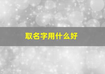 取名字用什么好