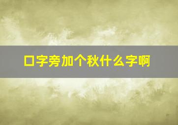 口字旁加个秋什么字啊