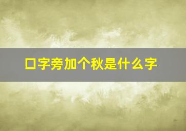 口字旁加个秋是什么字