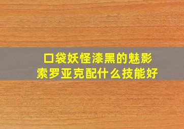 口袋妖怪漆黑的魅影索罗亚克配什么技能好