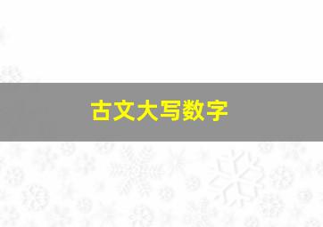 古文大写数字