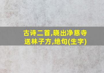 古诗二首,晓出净慈寺送林子方,绝句(生字)