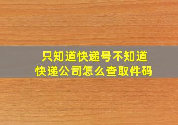 只知道快递号不知道快递公司怎么查取件码