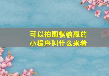 可以拍围棋输赢的小程序叫什么来着