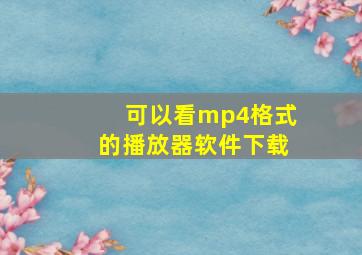 可以看mp4格式的播放器软件下载