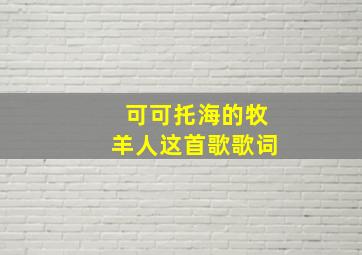 可可托海的牧羊人这首歌歌词