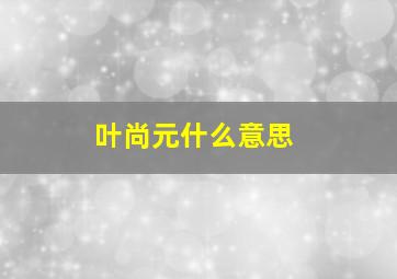 叶尚元什么意思