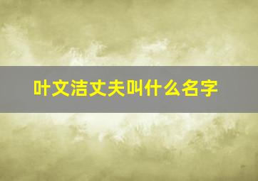 叶文洁丈夫叫什么名字