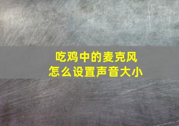 吃鸡中的麦克风怎么设置声音大小