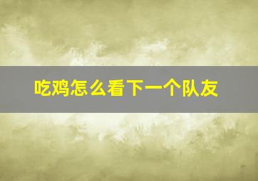 吃鸡怎么看下一个队友