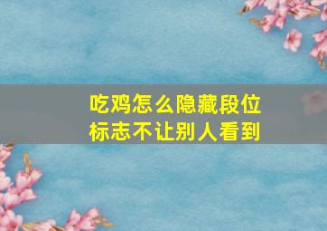 吃鸡怎么隐藏段位标志不让别人看到